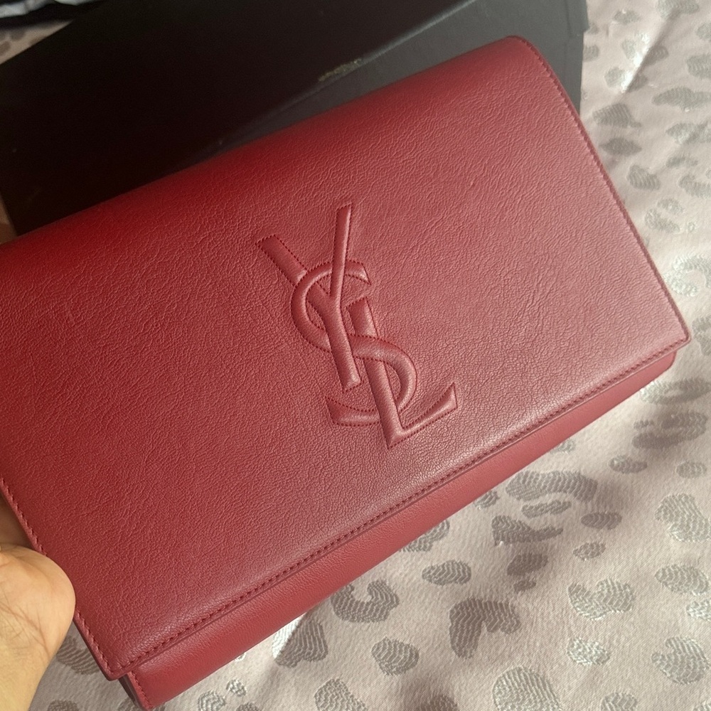 Saint Laurent Scarlet Leather Clutch - Picture 5 of 6